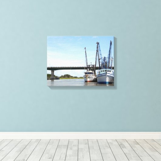 Shrimp boats moored canvas afdruk (Insitu (Houten vloer))