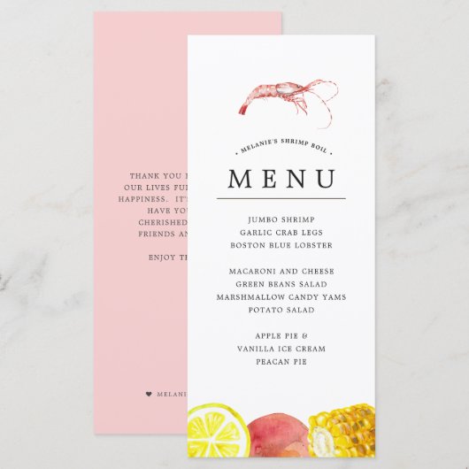 Shrimp Boil | Geslacht zaad Menu (Voorkant / Achterkant)