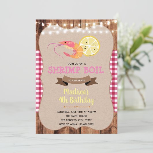 Shrimp boil girl verjaardagskaart kaart (Staand voorkant)