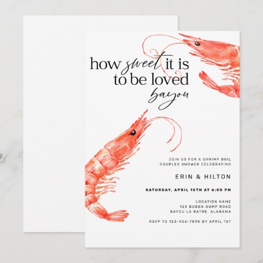 Shrimp Boil Invitation Kaart (Voorkant / Achterkant)