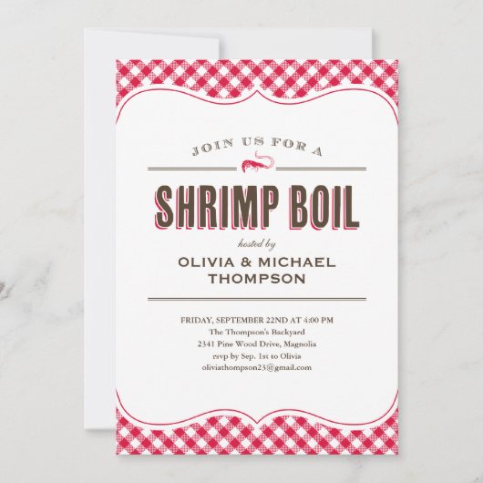 Shrimp Boil-uitnodigingen Kaart (Voorkant)