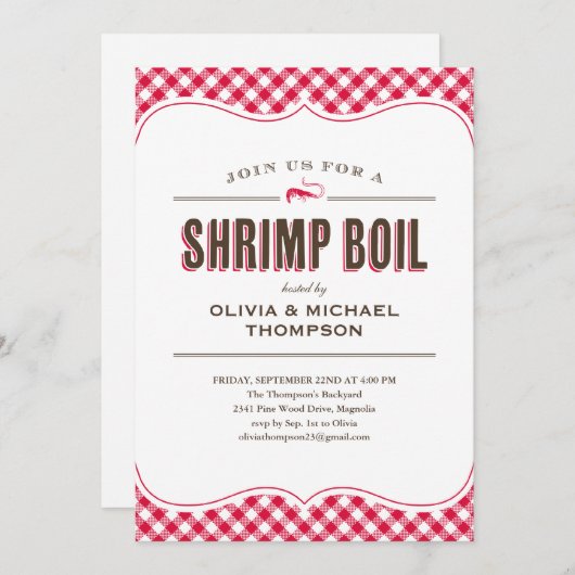 Shrimp Boil-uitnodigingen Kaart (Voorkant / Achterkant)