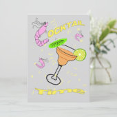 Shrimp Cartoon Cocktail Party Invitation Kaart (Staand voorkant)