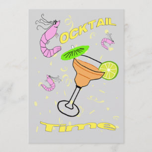Shrimp Cartoon Cocktail Party Invitation Kaart