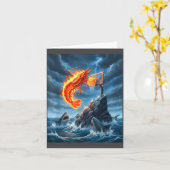 Shrimp Dunking On Shark Funny Fishing Meme Basketb Kaart (Gele Bloem)