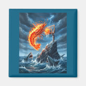 Shrimp Dunking On Shark Funny Fishing Meme Basketb Magneet (Voorkant)