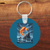 Shrimp Dunking On Shark Funny Fishing Meme Basketb Sleutelhanger (Voorkant)