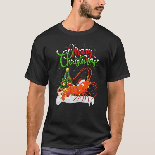 Shrimp Fish  Xmas Decorations Santa Shrimp Christm T-shirt (Voorkant)