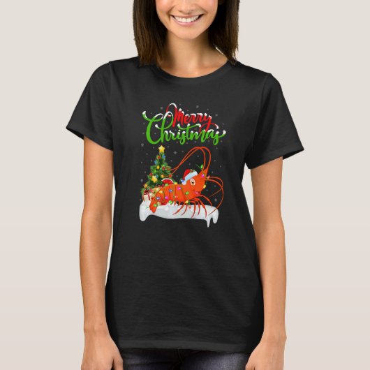 Shrimp Fish  Xmas Decorations Santa Shrimp Christm T-shirt (Voorkant)