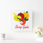 Shrimp Gumbo Vierkante Klok (Huis)