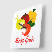 Shrimp Gumbo Vierkante Klok (Hoek)