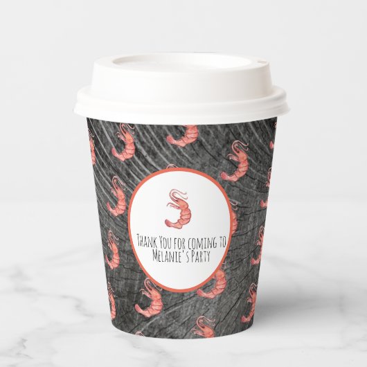 Shrimp Hand Waterverf Seafood Crab Boil Rustic Papieren Bekers (Voorkant)