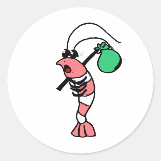 Shrimp Hobo Ronde Sticker (Voorkant)