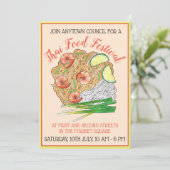 Shrimp Pad Thai Noodles Food Festival Restaurant Kaart (Staand voorkant)