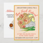 Shrimp Pad Thai Noodles Food Festival Restaurant Kaart (Voorkant / Achterkant)