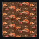 Shrimp Prawns Zee Life Pattern Brown Bandana<br><div class="desc">Garnaal met lange antennes gepatterde bandana in bruine kleur. Perfect voor de zomer door het zee,  draag deze zee levensdruk op het hoofd of rond de hals van een hond.</div>