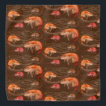 Shrimp Prawns Zee Life Pattern Brown Bandana<br><div class="desc">Garnaal met lange antennes gepatterde bandana in bruine kleur. Perfect voor de zomer door het zee,  draag deze zee levensdruk op het hoofd of rond de hals van een hond.</div>