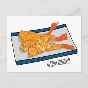 Shrimp tempura cartoon illustratie briefkaart