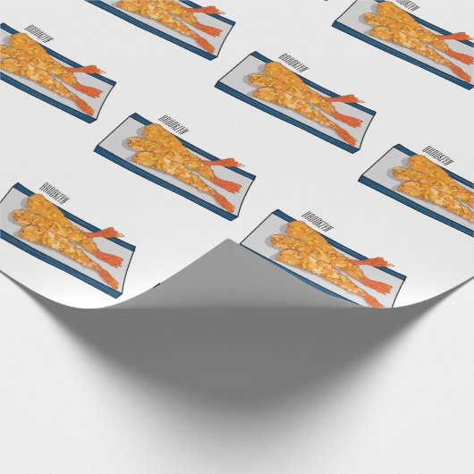 Shrimp tempura cartoon illustratie cadeaupapier (Hoek)