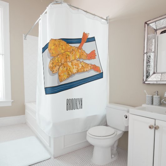 Shrimp tempura cartoon illustratie douchegordijn (In situ)