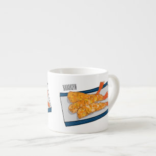 Shrimp tempura cartoon illustratie espresso kop