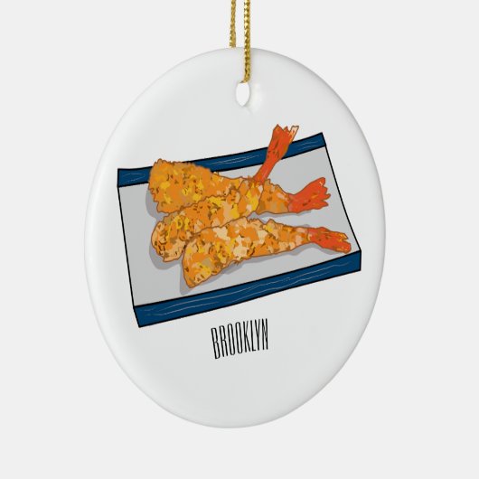 Shrimp tempura cartoon illustratie keramisch ornament (Rechts)