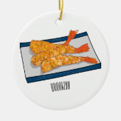 Shrimp tempura cartoon illustratie keramisch ornament (Voorkant)