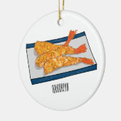 Shrimp tempura cartoon illustratie keramisch ornament (Links)