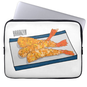 Shrimp tempura cartoon illustratie laptop sleeve