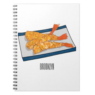 Shrimp tempura cartoon illustratie notitieboek