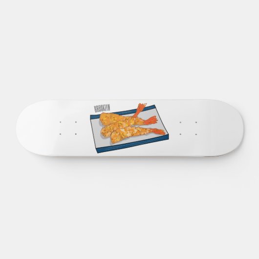 Shrimp tempura cartoon illustratie persoonlijk skateboard (Horizontaal)