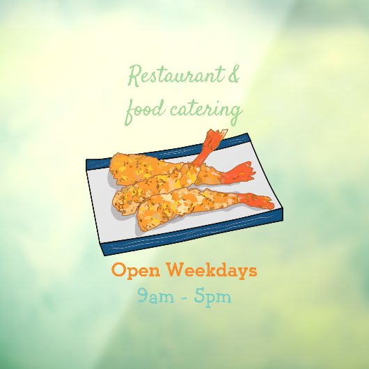 Shrimp tempura cartoon illustratie raamsticker (Vel 3)