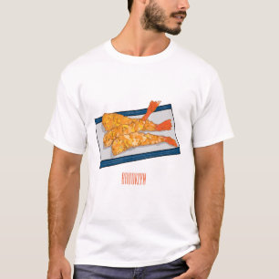 Shrimp tempura cartoon illustratie t-shirt