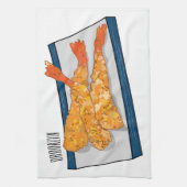 Shrimp tempura cartoon illustratie theedoek (Verticaal)