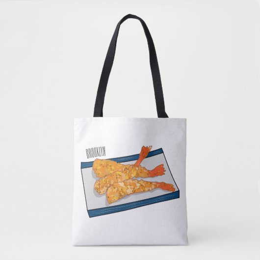 Shrimp tempura cartoon illustratie tote bag (Voorkant)