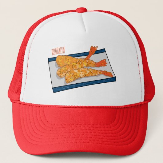 Shrimp tempura cartoon illustratie trucker pet (Voorkant)