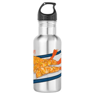 Shrimp tempura cartoon illustratie waterfles 