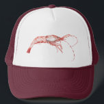 Shrimp ThMED Trucker Pet<br><div class="desc">Een uniek roze garnaal met het thema pet,  voeg een naam toe om het te personaliseren!</div>