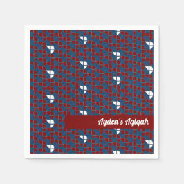 SHRIMPLY Blauw Rood Patroon, Aqiqah Baby Jongensdo Servet