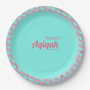 SHRIMPLY Blauwgroen Roze, Baby Meisje Aqiqah Baby  Papieren Bordje
