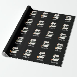Shrimply Cool Funny Shrimp Sushi Pun Dark BG Cadeaupapier