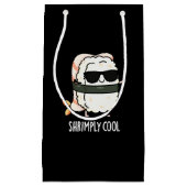 Shrimply Cool Funny Shrimp Sushi Pun Dark BG Klein Cadeauzakje (Voorkant)