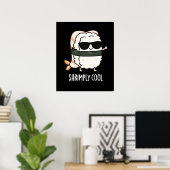 Shrimply Cool Funny Shrimp Sushi Pun Dark BG Poster (Thuiskantoor)