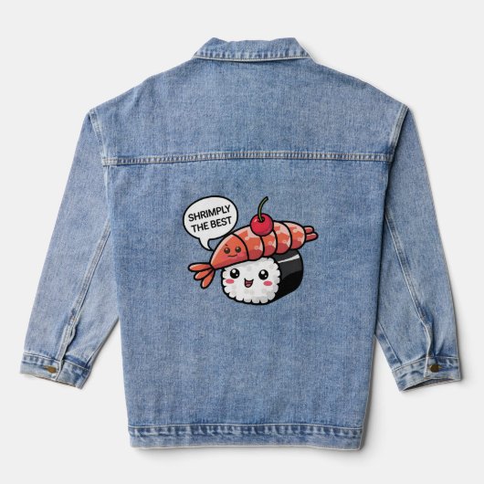 Shrimply de beste kawaii sushi denim jacket (Achterkant)