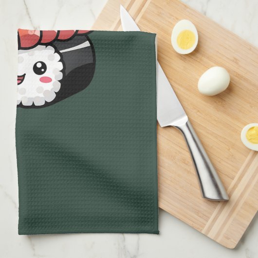 Shrimply de beste kawaii sushi theedoek (Quarter Fold)