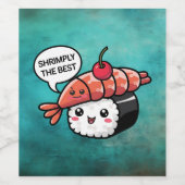 Shrimply de beste kawaii sushi wijn etiket (Enkel label)