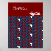 SHRIMPLY Funtastic Retro Blauw Rood Kwekerij Custo Poster (Voorkant)