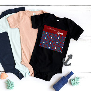 SHRIMPLY Funtastic Retro Patroon Blauw Rood Aangep Romper