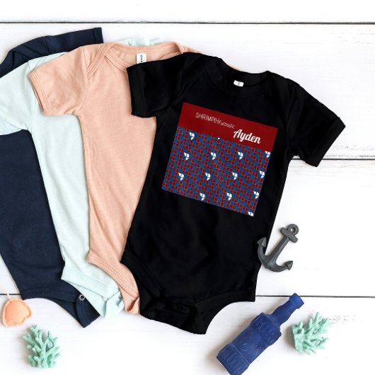 SHRIMPLY Funtastic Retro Patroon Blauw Rood Aangep Romper