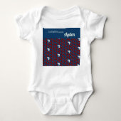 SHRIMPLY Funtastic Retro Patroon Rood Blauw Aangep Romper (Voorkant)